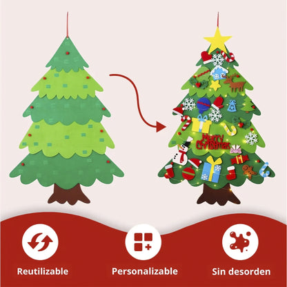 Árbol navideño de 1m + 25 adornos + 3m de luces